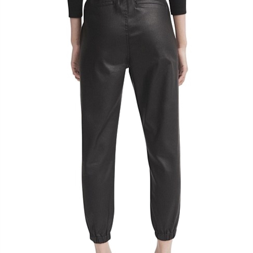 Witchery BNWT Black Denim Leather Blake Luxe Jogger pants size 8 - Picture 3 of 10